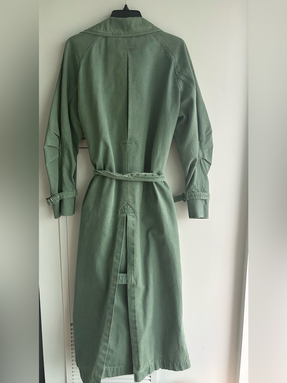 MaxMara Corfu Sage Green Double-Breasted Trench Coat with Belt - Picture 9 of 12